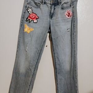 #10 G by Giuliana Gray Straight Leg Jeans with Playful Patches
